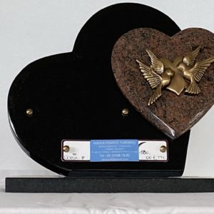 Plaque en forme de deux cœurs ornée d'oiseaux Réf COEUR P - 2