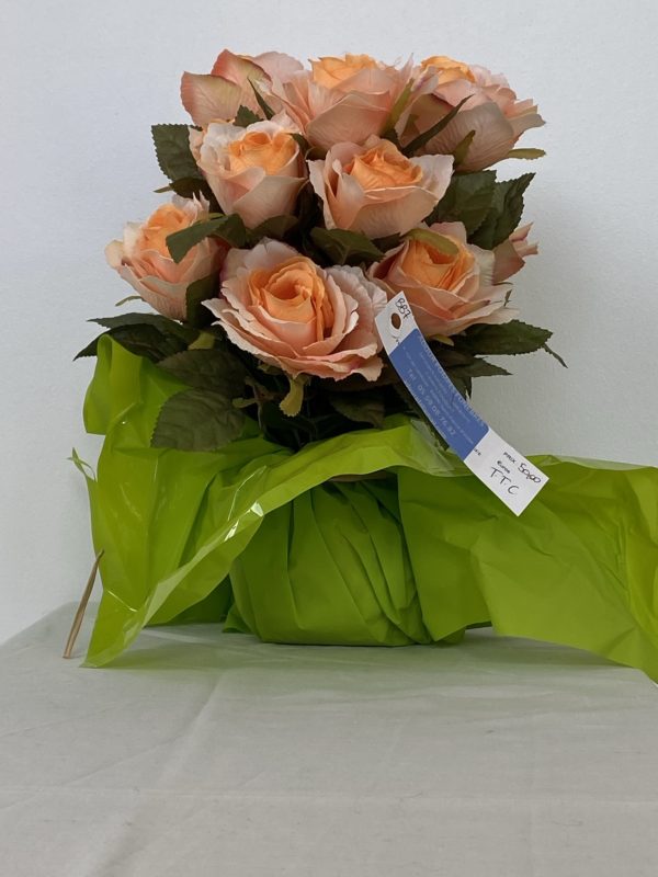 Bouquet bulle de roses artificielles oranges - REF - BB7O