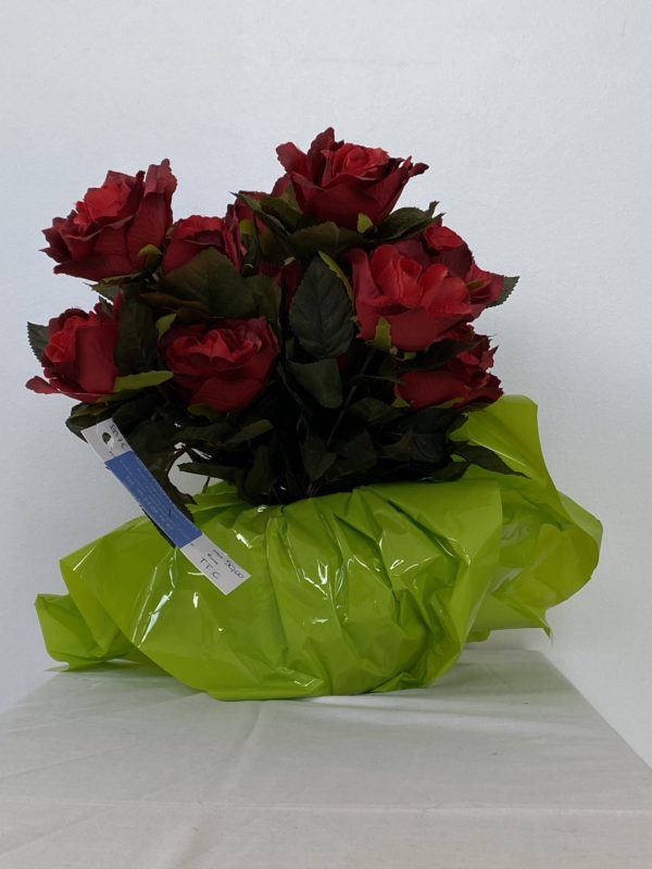 Bouquet bulle de roses rouges artificielles REF BB7C