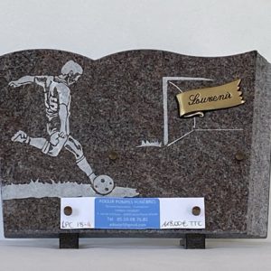 Plaque ornée d'un footballeur et gravée "Souvenir"- Réf LPC 18 - 4