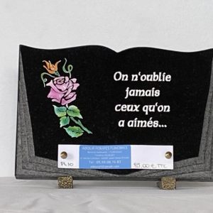 Plaque en forme de livre, décorée d'une rose - REF PL10 - 1