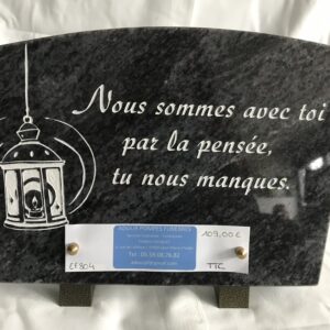 Plaque en granit gravée d'une lanterne et d'un texte - EF804