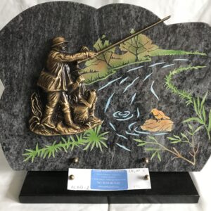 Plaque en granit ornée d'un pêcheur - PLGB - 2